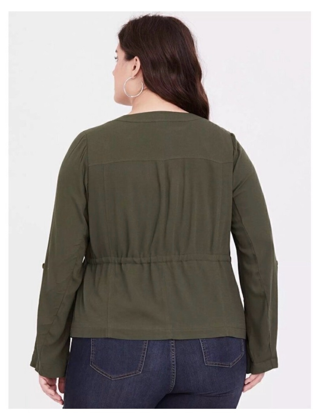 Torrid Olive Utility Drawstring Jacket - Picture 2 of 9